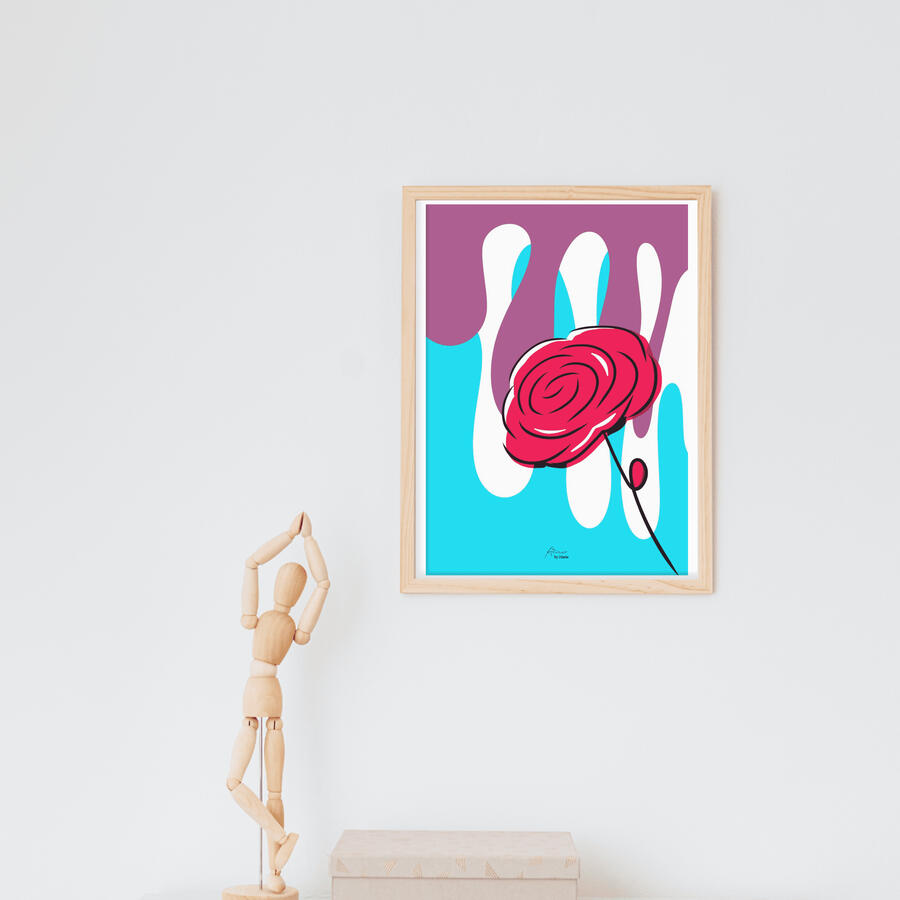 Digitale Zeichnen von einer Rose mit bunte mutige Farbe